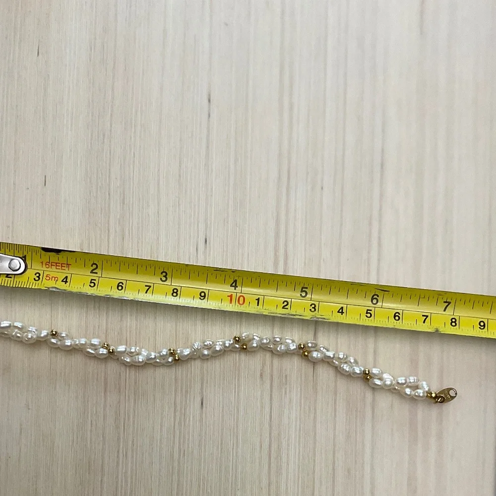 Avon Freshwater Pearl Twisted Bracelet & Ring Set Gold Colored Beads Signed Avon - Picture 5 of 8